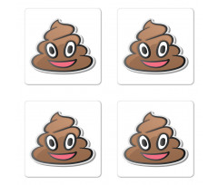 Smiling Face Turd Doodle Coaster Set Of Four