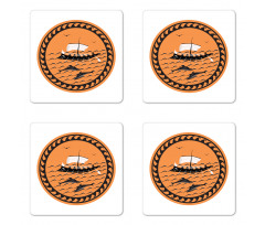 Greek Ship on Waves Coaster Set Of Four