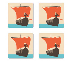 Sailboat with Woman Coaster Set Of Four