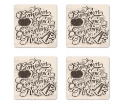 Thanksgiving Wording Coaster Set Of Four