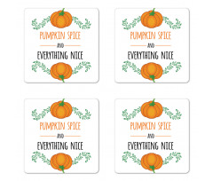 Pumpkin Drawings Coaster Set Of Four