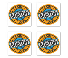 Stamp Style Retro Coaster Set Of Four