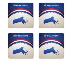 Map Silhouette Stars Coaster Set Of Four