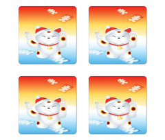 New Year Santa Cat Coaster Set Of Four