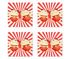 Playful Lucky Cats Coaster Set Of Four