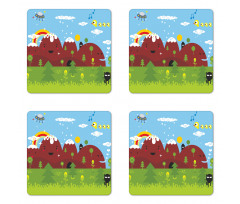 Doodle Land Countryside Coaster Set Of Four