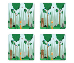 Woods Cartoon Coaster Set Of Four