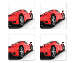 Red Super Sports Car Coaster Set Of Four