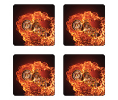 Motorbike in Fire Coaster Set Of Four