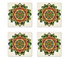 Floral Medallion Ornate Coaster Set Of Four