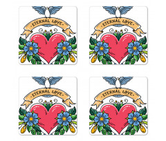 Eternal Love Flora Heart Coaster Set Of Four