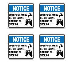 Notice Wash Hands Coaster Set Of Four