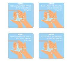 Wash Hands Cartoon Coaster Set Of Four