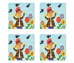 Rustic Scene Bird Friends Coaster Set Of Four