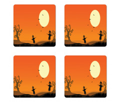 Scary and Bats Coaster Set Of Four