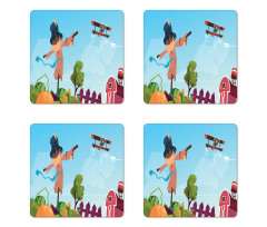 Countryside Cartoon Coaster Set Of Four