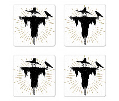 Halloween and Crow Coaster Set Of Four