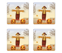 Carved Pumpkin Coaster Set Of Four