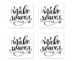 Monochrome Style Cursive Coaster Set Of Four