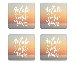 Words on Blurry Sunset Coaster Set Of Four