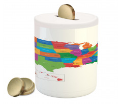 USA Map with States Piggy Bank