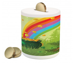 Pot of Coins and Rainbow Piggy Bank