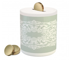 Damask Floral Motifs Piggy Bank