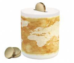 Old Fashioned World Map Piggy Bank