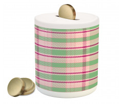 Symmetric Plaid Graphic Piggy Bank