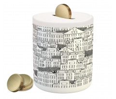 European Houses Urban Piggy Bank