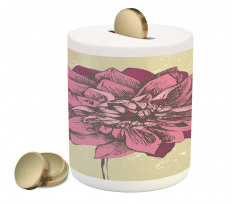 Dahlia Flower Bohemian Piggy Bank