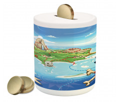 Pirate Island Skull Piggy Bank