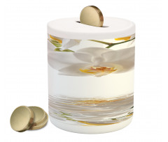 Orchids on Rippling Water Piggy Bank