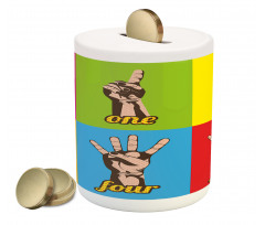 Colored Number Hands Piggy Bank