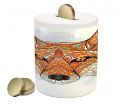 Geometric Fox Portrait Piggy Bank