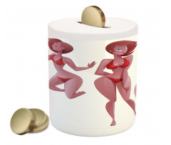 Woman in Swimwear Graphic Piggy Bank