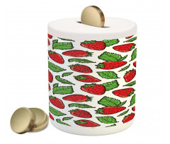 Juicy Strawberries Leaves Piggy Bank