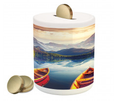 Mountains Shore Boats Piggy Bank