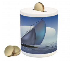 Sail Boat Wavy Serene Piggy Bank