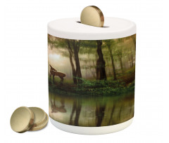 Baby Deer Foggy Lake Piggy Bank