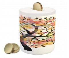 Spring Season Tree Leaves Piggy Bank