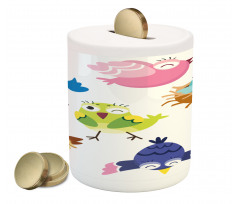 Funny Birds Sun Cartoon Piggy Bank