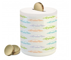 Pastel Cars Pattern Piggy Bank