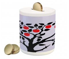 Black Tree Ripe Fruit Art Piggy Bank