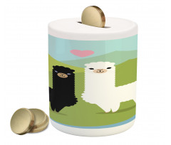 Animals in Love on Hill Piggy Bank