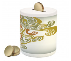 Modern Scroll Leaf Piggy Bank