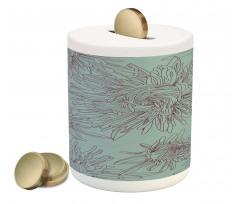 Aster Blossoms Artwork Piggy Bank