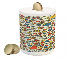 Romantic Letters Birds Piggy Bank