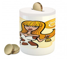 Cartoon Woman Piggy Bank