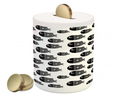 Black and White Fishes Piggy Bank